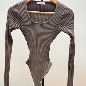 Anine Bing Ribbed Long Sleeve Bodysuit
